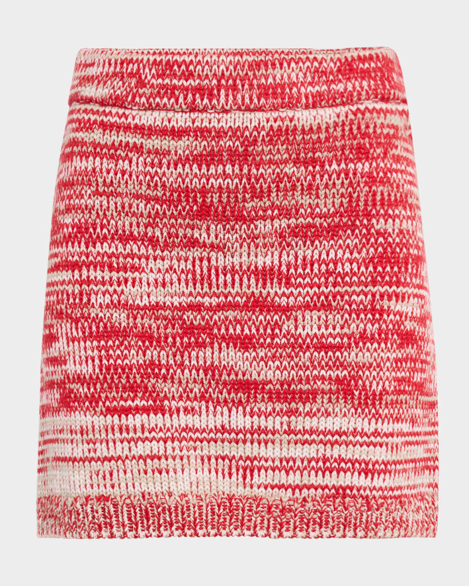 Straight Heathered Knit Mini Skirt